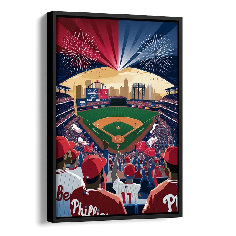 Philadelphia Phillies Celebration Side - Black Canvas Wall Art