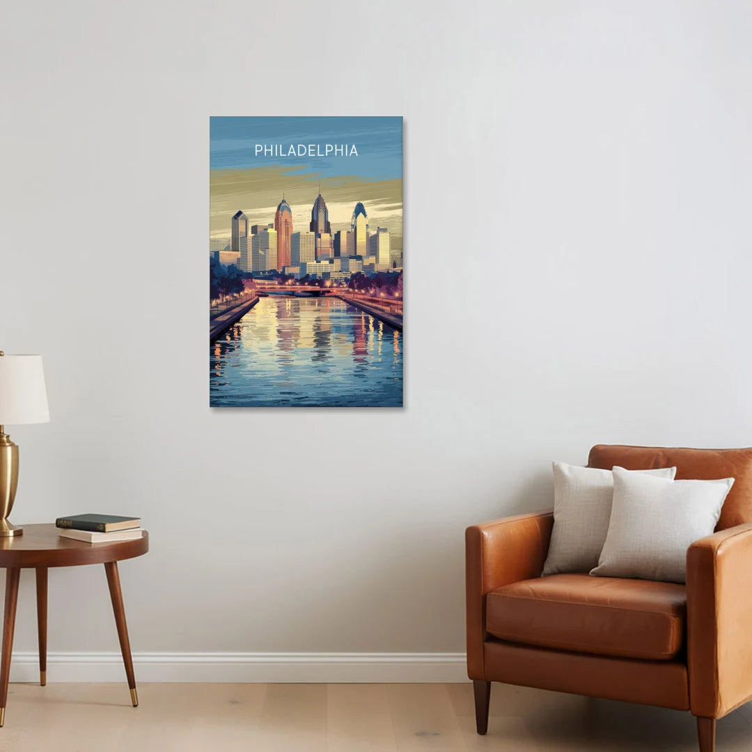 Philadelphia Schuylkill River - Canvas Wall Art - Sofa - 24x36