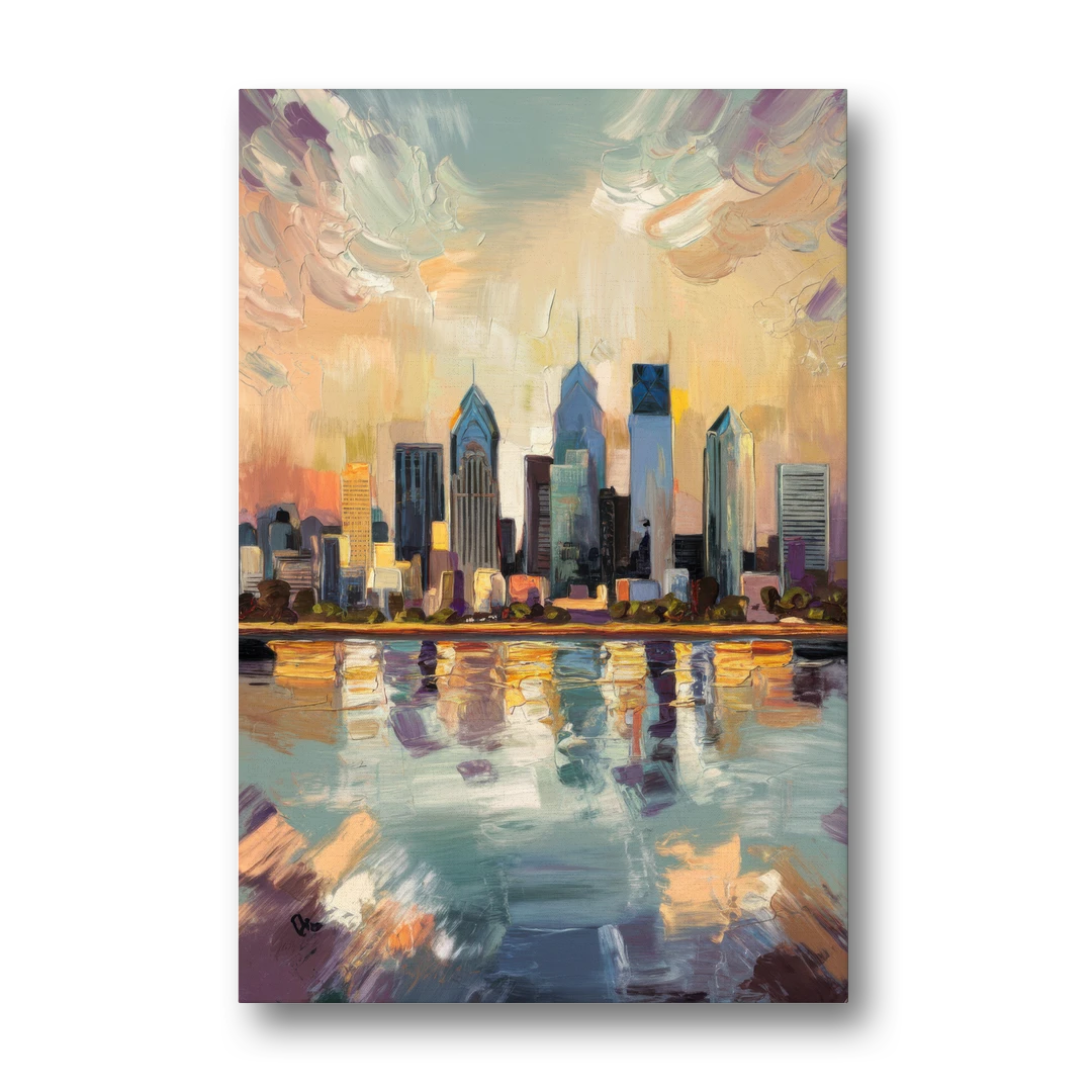 Philadelphia Skyline Reflections - Canvas Wall Art - Front