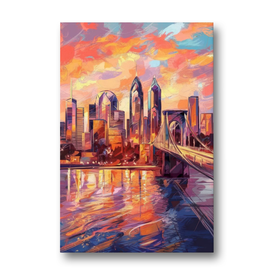 Philadelphia Skyline at Sunset - Canvas Wall Art - Front