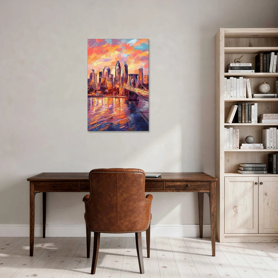 Philadelphia Skyline at Sunset - Canvas Wall Art - Office - 24x36