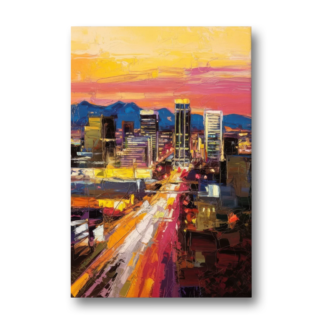Phoenix Arizona Downtown Lights - Canvas Wall Art - Front