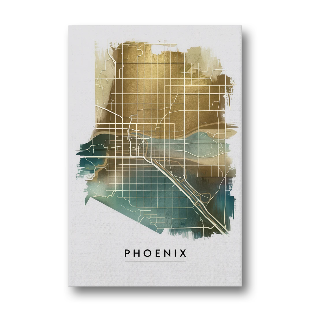 Phoenix Arizona Map Design - Canvas Wall Art - Front
