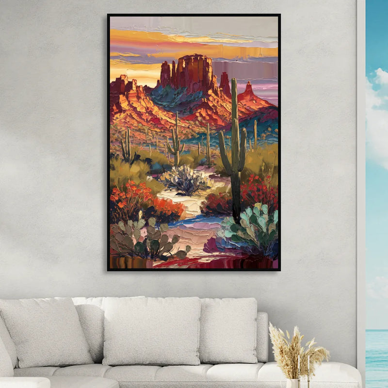 Phoenix Arizona Mountainscape Sitting Room - Black Canvas Wall Art