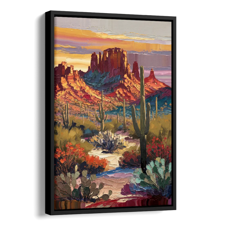 Phoenix Arizona Mountainscape Side - Black Canvas Wall Art