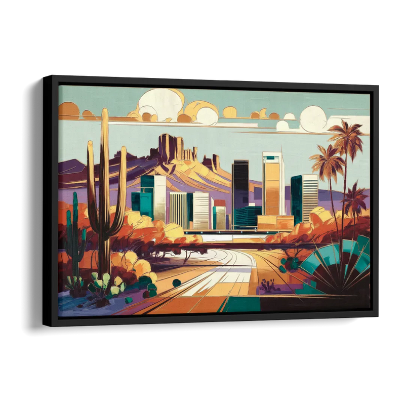 Phoenix Arizona Urban Art Side - Black Canvas Wall Art