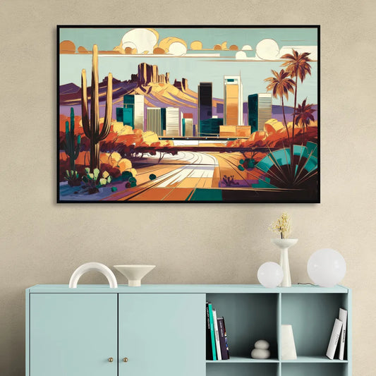 Phoenix Arizona Urban Art Living Room - Black Canvas Wall Art