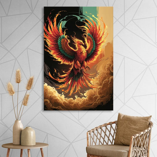 Phoenix Bird Abstract Artwork Living Room - Canvas Wall Art