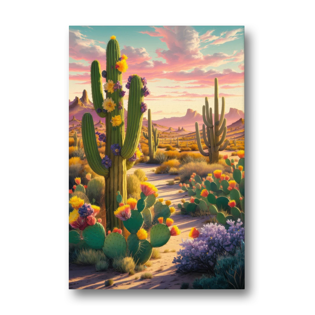 Phoenix Cactus Scene - Canvas Wall Art - Front