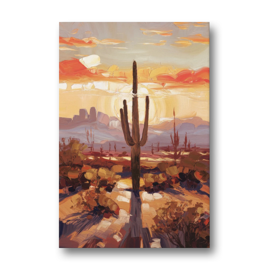 Phoenix Cactus Silhouette - Canvas Wall Art - Front