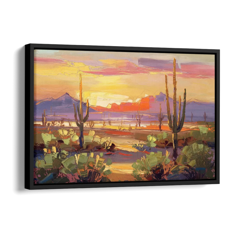 Phoenix Desert Horizon Scene Side - Black Canvas Wall Art