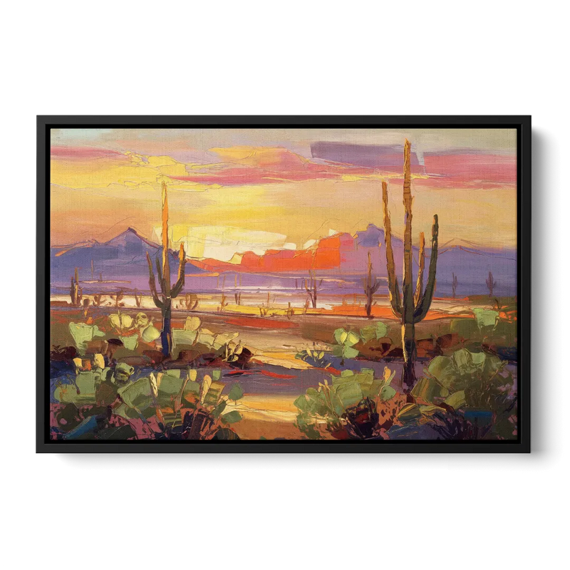Phoenix Desert Horizon Scene Front - Black Canvas Wall Art
