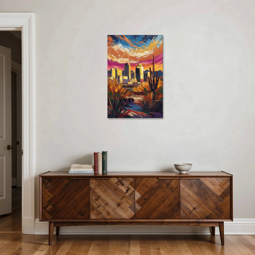 Phoenix Downtown Cityscape - Canvas Wall Art - Coffee Table - 24x36