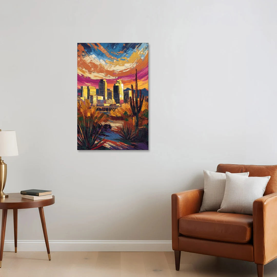 Phoenix Downtown Cityscape - Canvas Wall Art - Sofa - 24x36