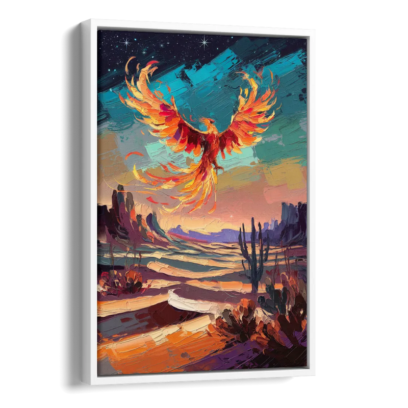 Phoenix Rising Desert Colors Side - White Canvas Wall Art