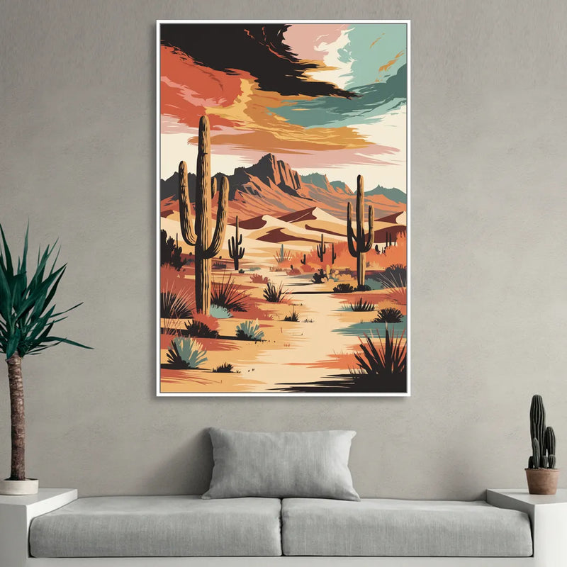 Phoenix Scenic Desert Beauty Living Room - White Canvas Wall Art