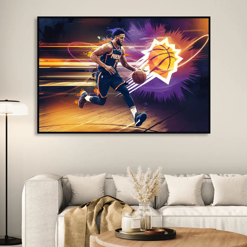 Phoenix Suns Basketball Spirit Sitting Room - Black Canvas Wall Art