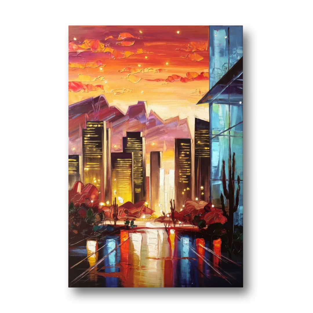 Phoenix Sunsets Over the City - Canvas Wall Art - Front