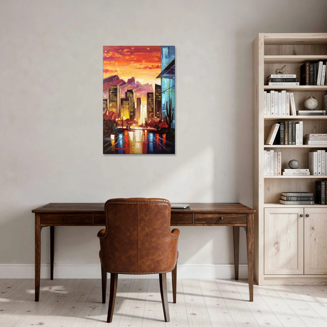 Phoenix Sunsets Over the City - Canvas Wall Art - Office - 24x36