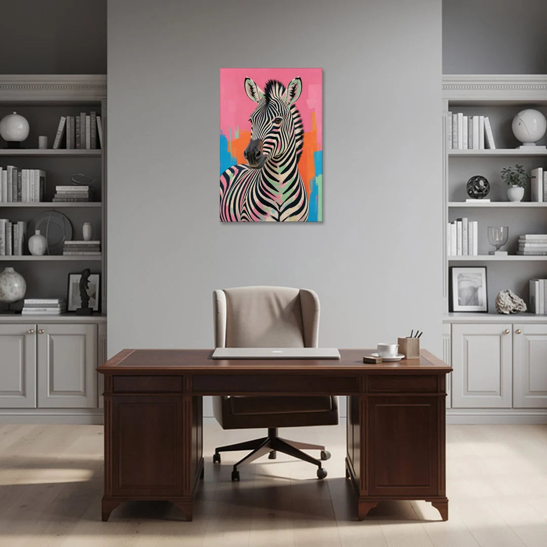 Pink Zebra Sideways Glance - Canvas Wall Art - Office - 24x36
