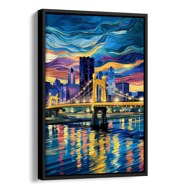 Pittsburgh Architectural Charm Side - Black Canvas Wall Art