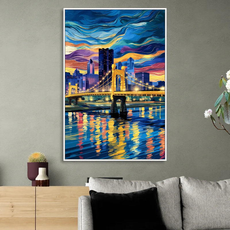 Pittsburgh Architectural Charm Sitting Room - White Canvas Wall Art