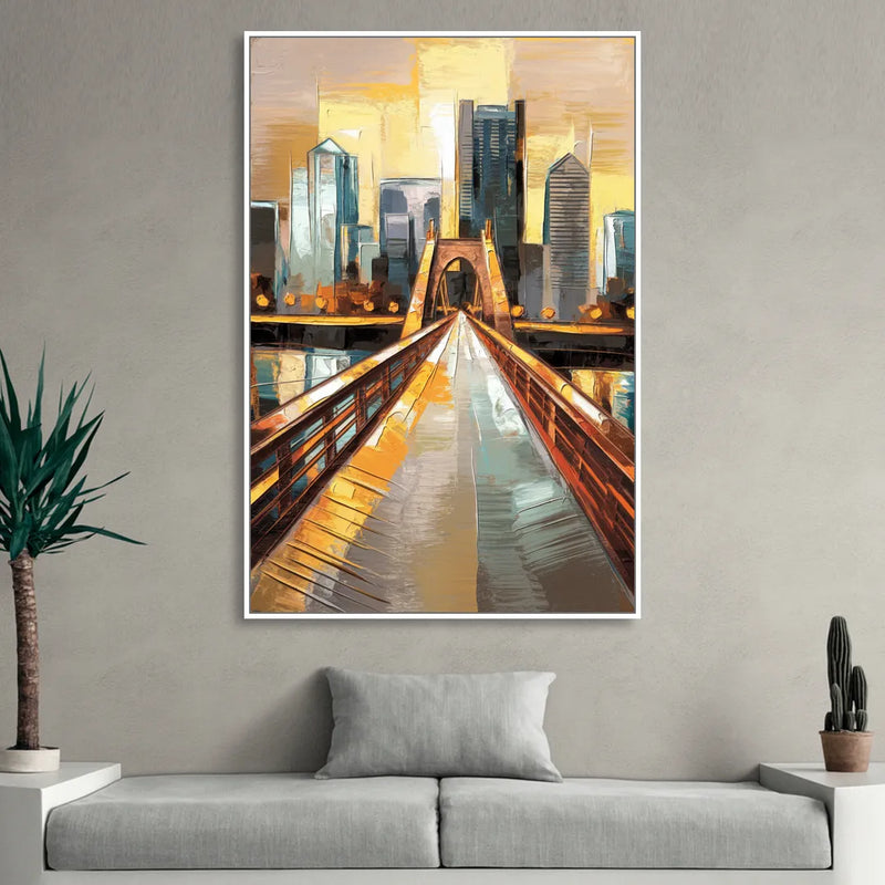 Pittsburgh City of Bridges Sitting Room - White Canvas Wall Art