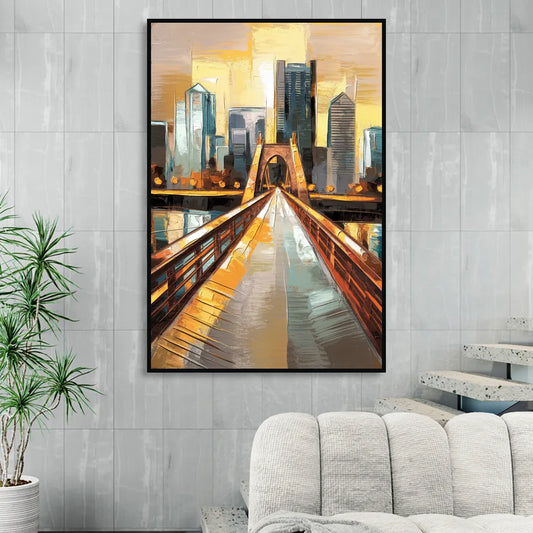 Pittsburgh City of Bridges Living Room - Black Canvas Wall Art