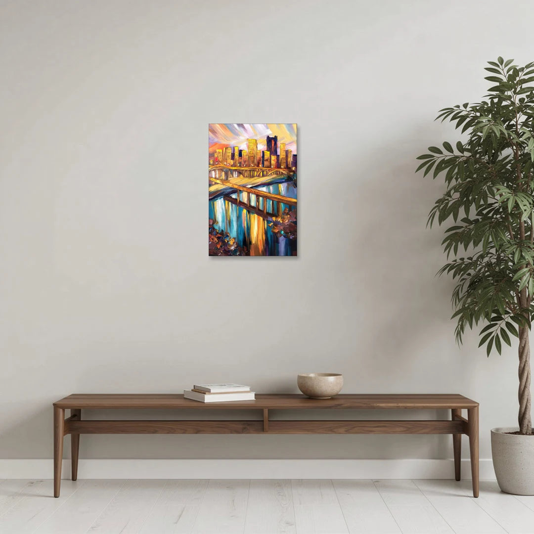 Pittsburgh Downtown Cityscape - Canvas Wall Art - Coffee Table - 16x24