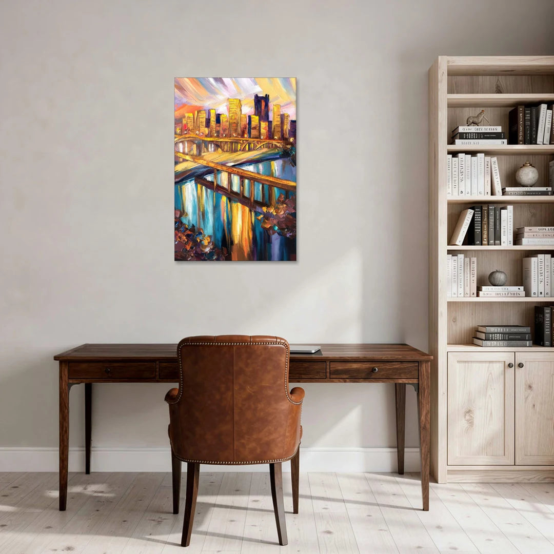 Pittsburgh Downtown Cityscape - Canvas Wall Art - Office - 24x36