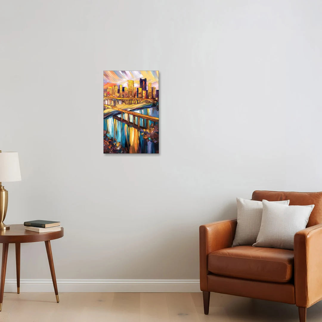 Pittsburgh Downtown Cityscape - Canvas Wall Art - Sofa - 16x24
