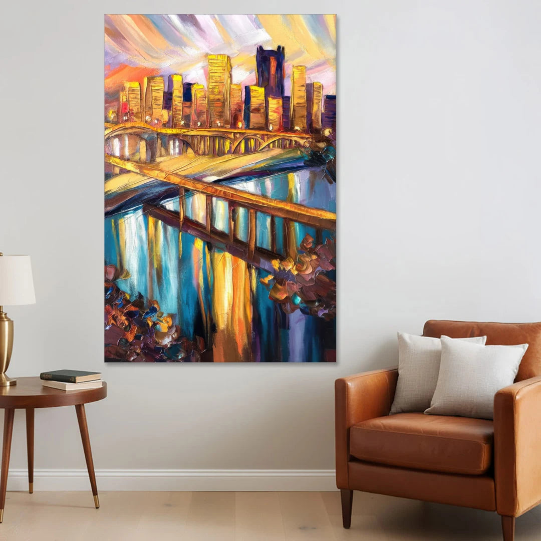 Pittsburgh Downtown Cityscape - Canvas Wall Art - Sofa - 40x60