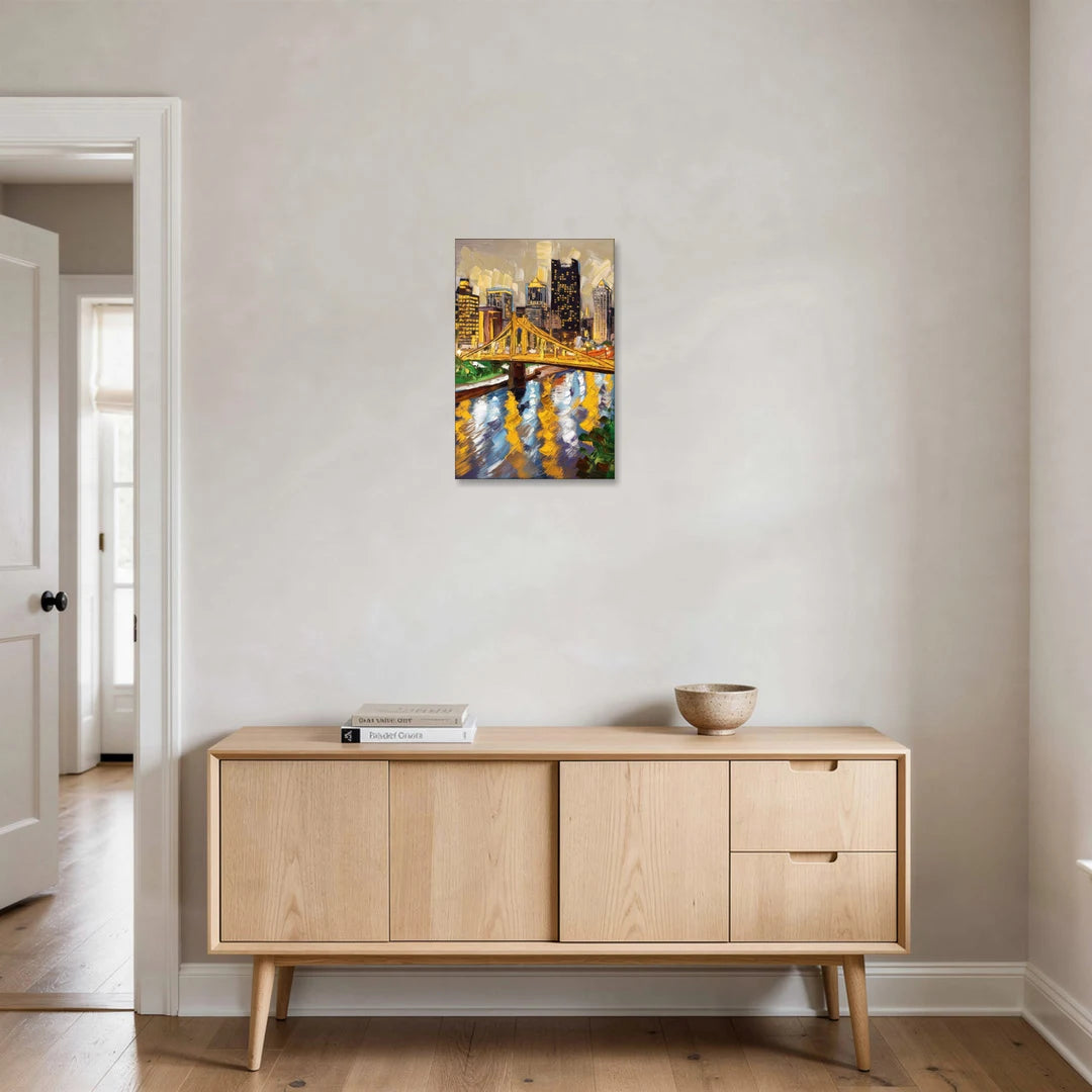 Pittsburgh Downtown Lights - Canvas Wall Art - Coffee Table - 16x24
