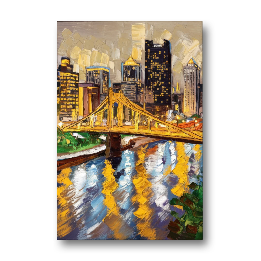 Pittsburgh Downtown Lights - Canvas Wall Art - Front