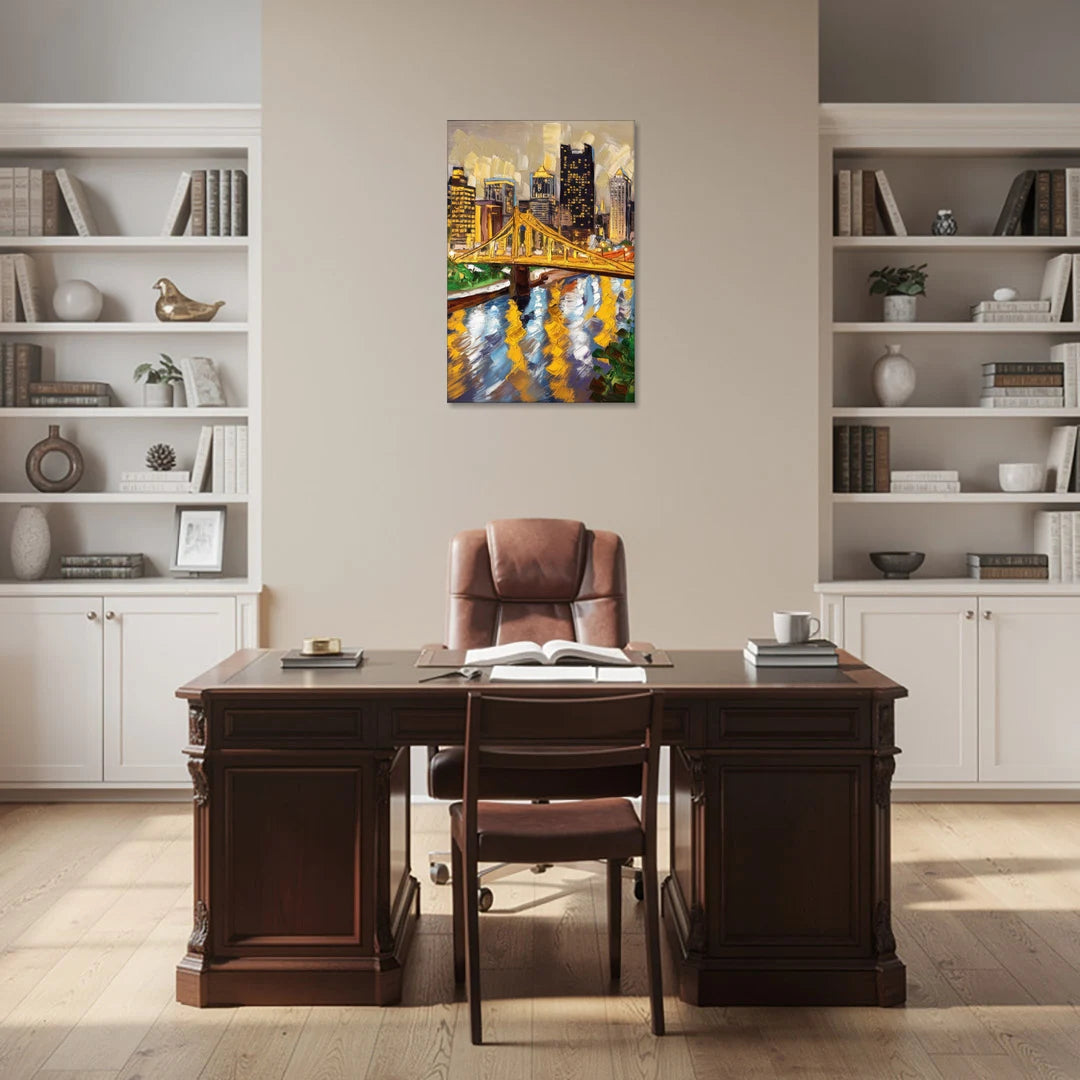Pittsburgh Downtown Lights - Canvas Wall Art - Office - 24x36