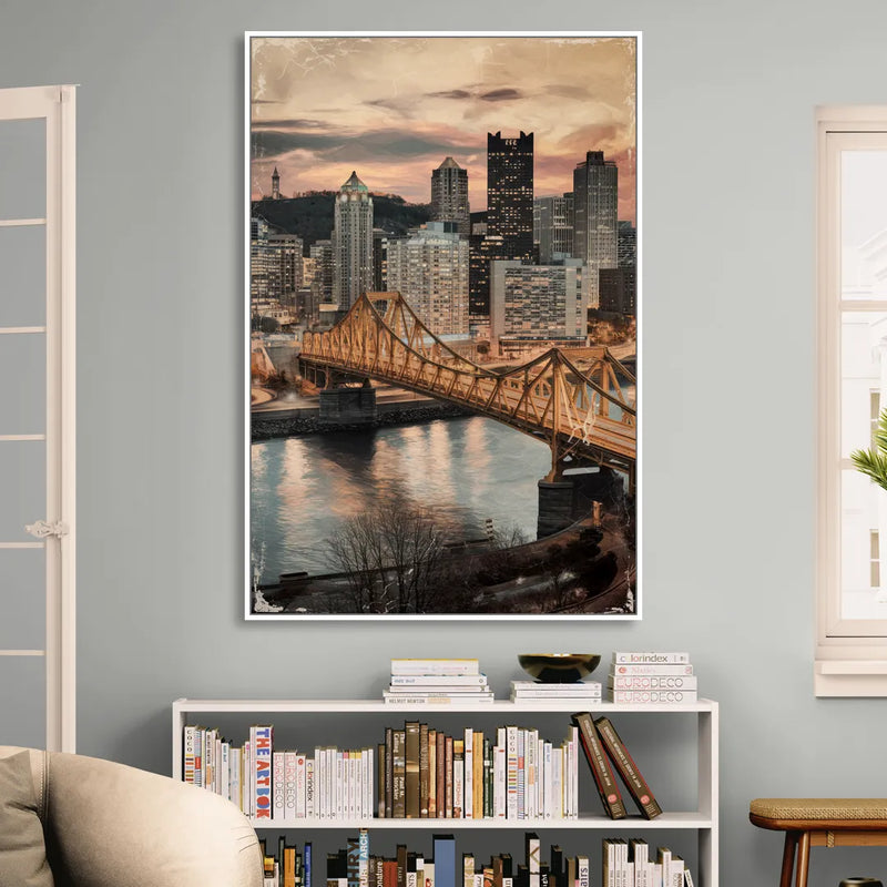 Pittsburgh Historic Landmarks Sitting Room - White Canvas Wall Art