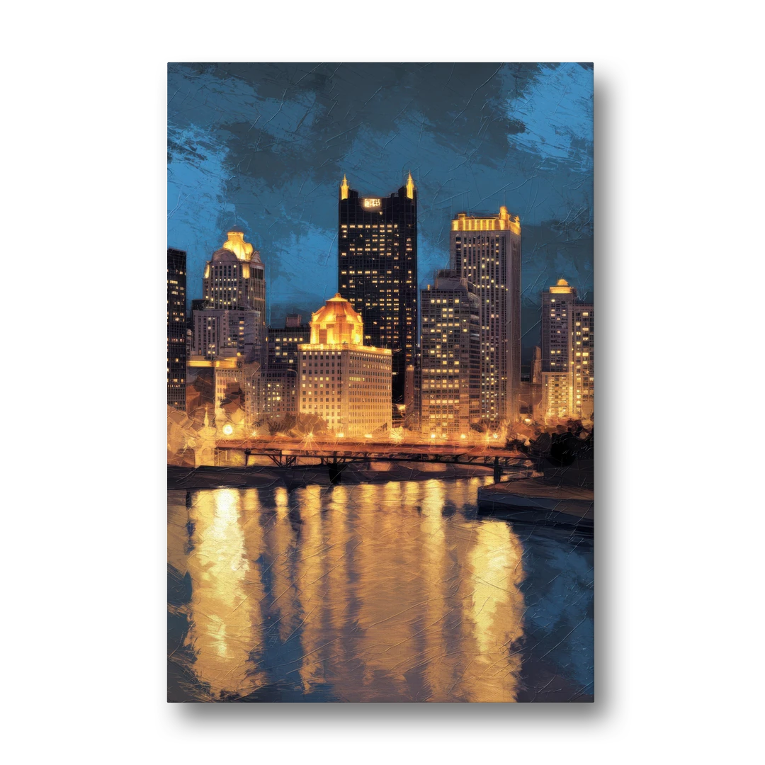 Pittsburgh Nighttime Glow - Canvas Wall Art - Front