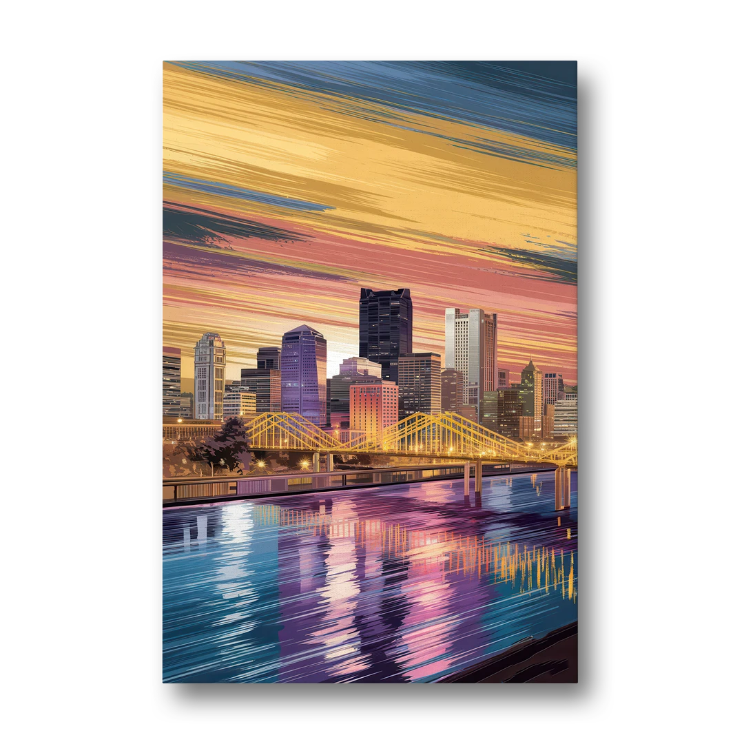 Pittsburgh Skyline Reflection - Canvas Wall Art - Front