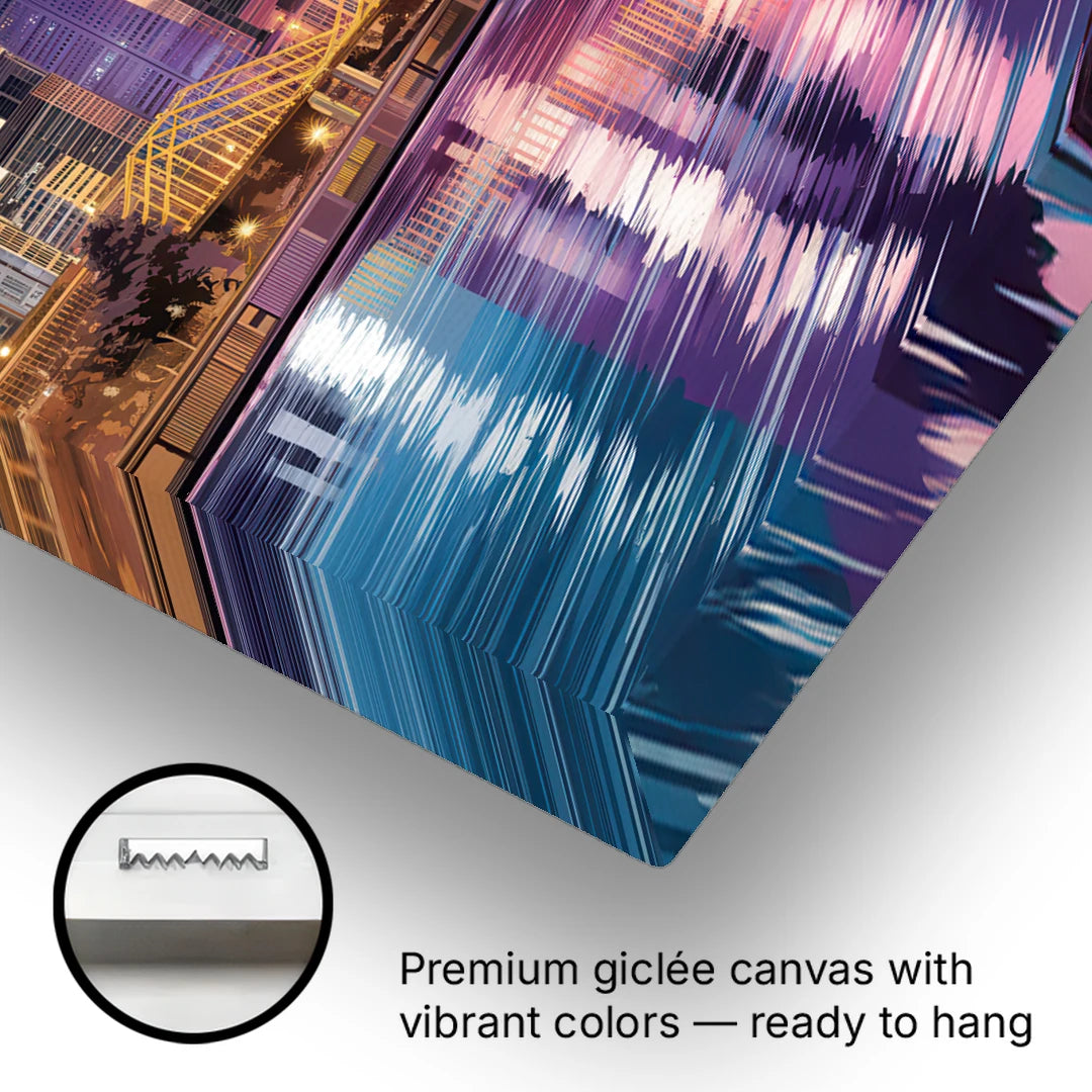 Pittsburgh Skyline Reflection - Canvas Wall Art - Gallery Wrap Corner