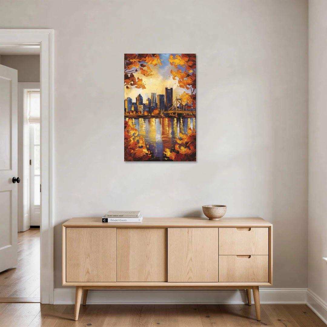 Pittsburgh Skyline in Autumn - Canvas Wall Art - Coffee Table - 24x36