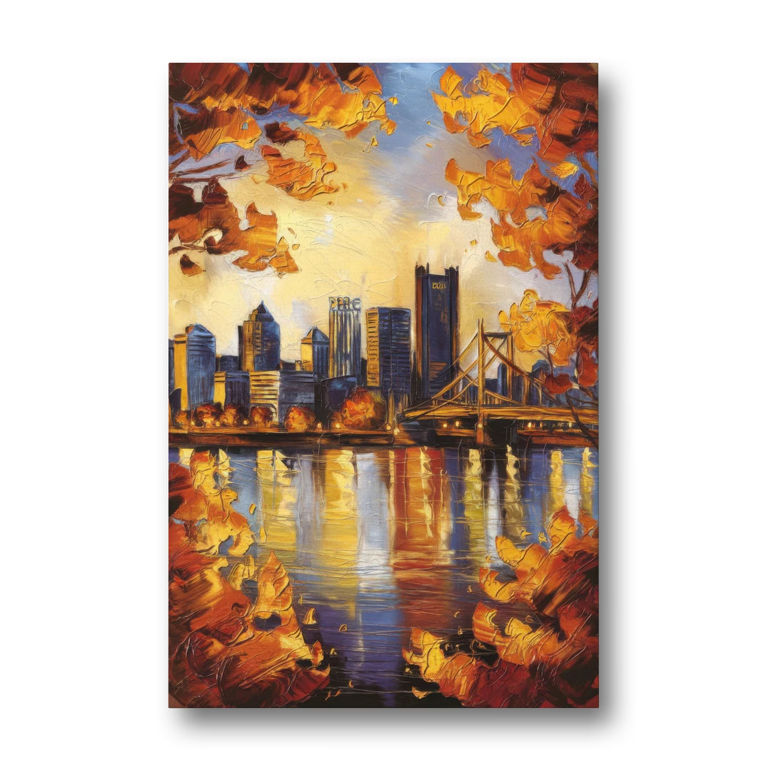 Pittsburgh Skyline in Autumn - Canvas Wall Art - Front