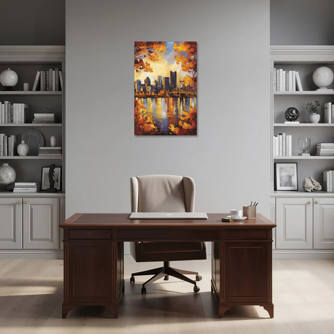 Pittsburgh Skyline in Autumn - Canvas Wall Art - Office - 24x36