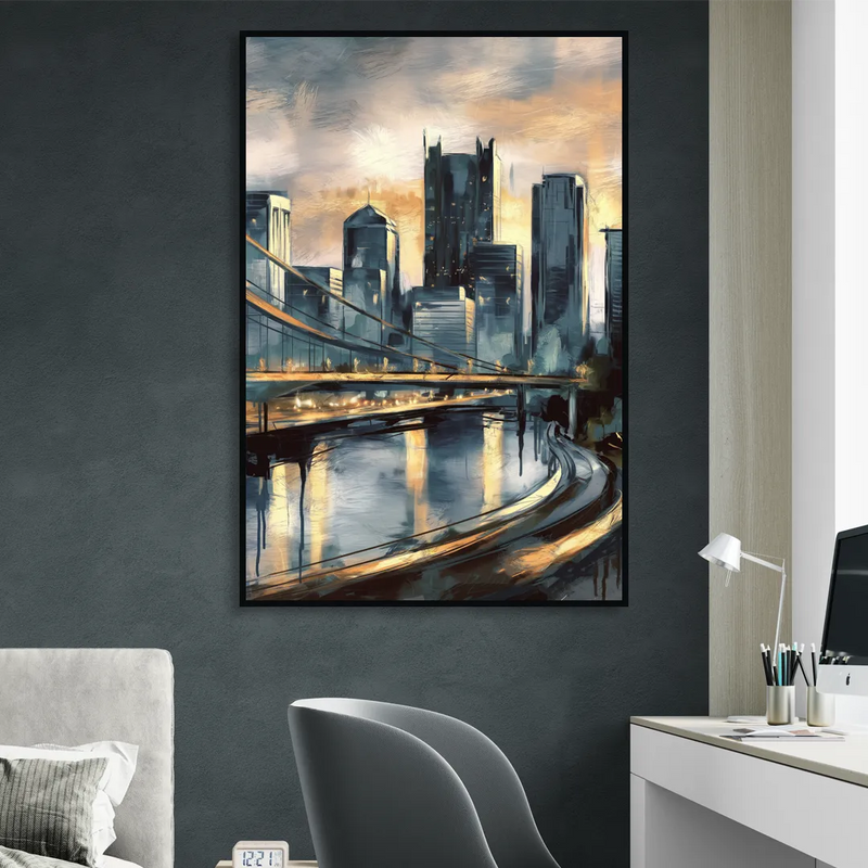 Pittsburgh Urban Aesthetic Sitting Room - Black Canvas Wall Art
