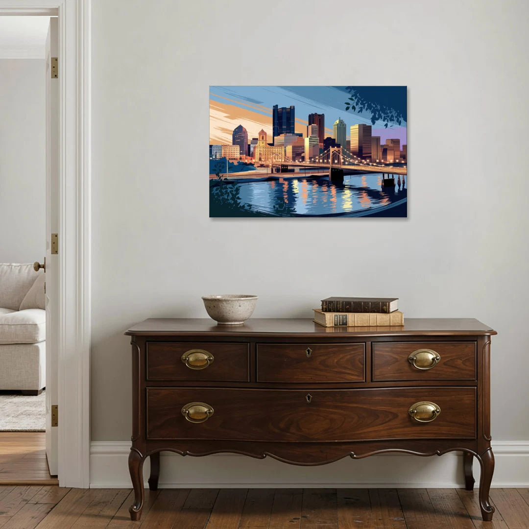 Pittsburgh Urban Aesthetic View - Canvas Wall Art - Coffee Table - 36x24