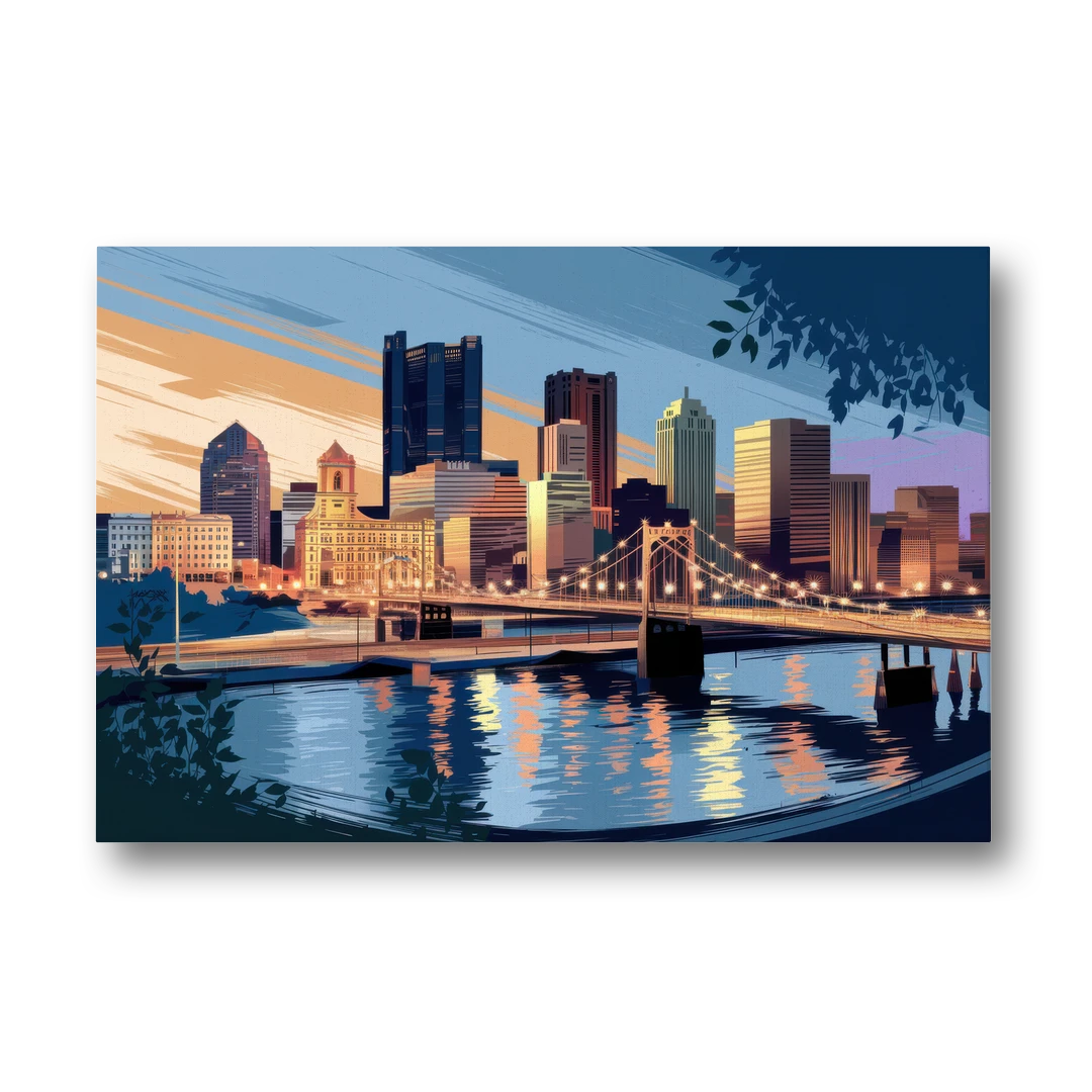 Pittsburgh Urban Aesthetic View - Canvas Wall Art - Front