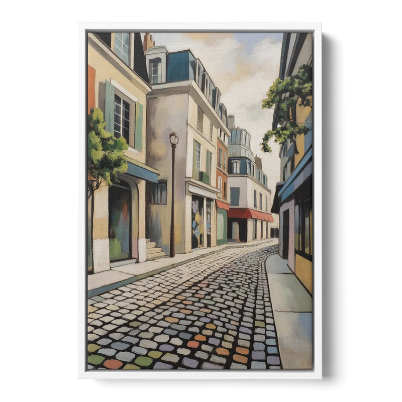 Place Royale Cobblestones Front - White Canvas Wall Art