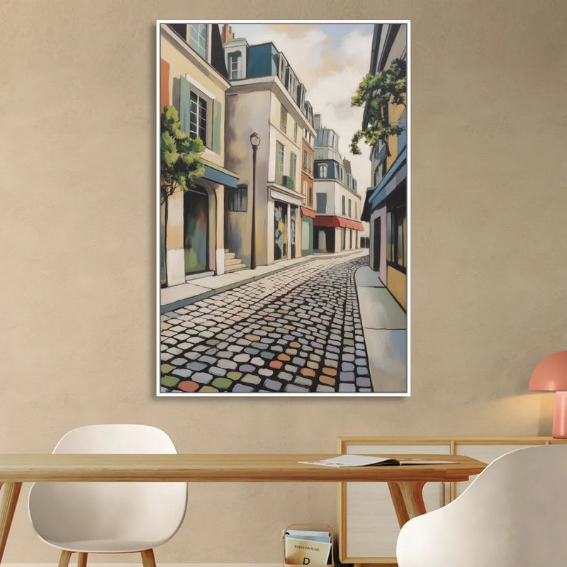 Place Royale Cobblestones Sitting Room - White Canvas Wall Art