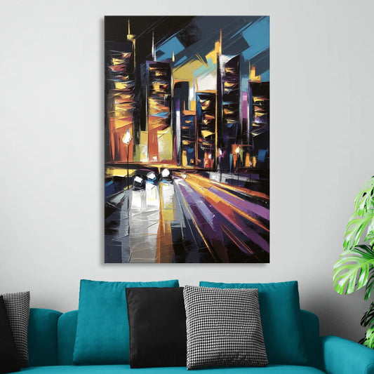 Plano Nightlife Glow Living Room - Canvas Wall Art