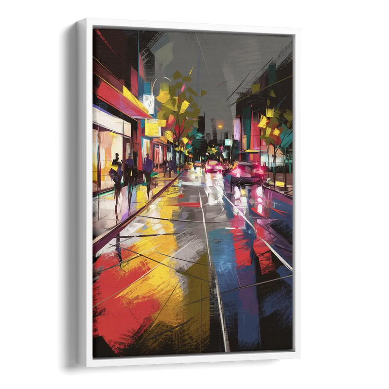 Plano Vibrant Streets Side - White Canvas Wall Art