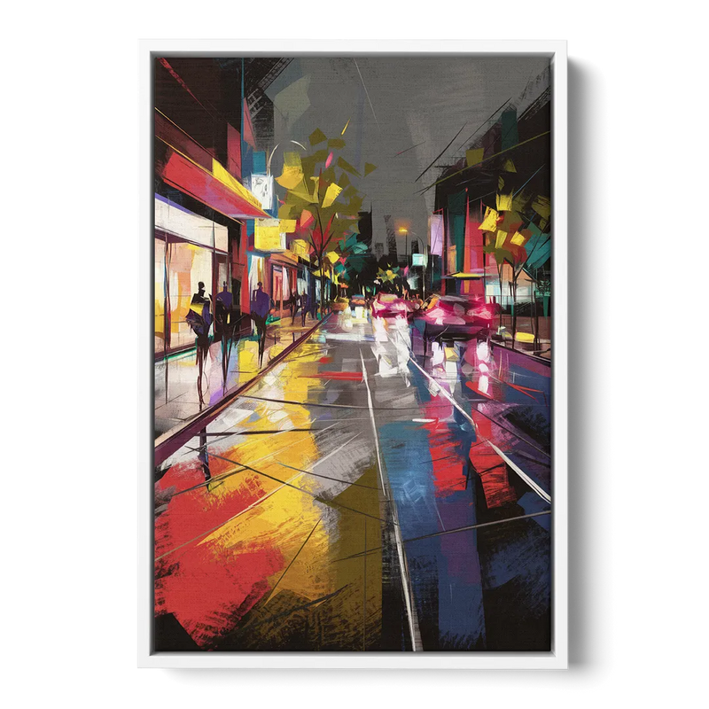 Plano Vibrant Streets Front - White Canvas Wall Art